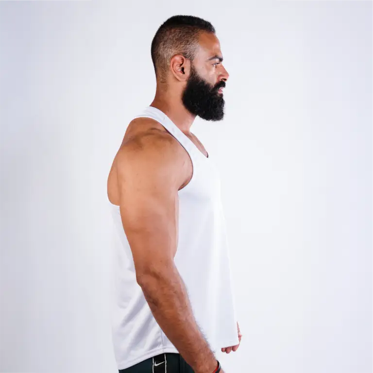 Thin Cut Tank Top – White