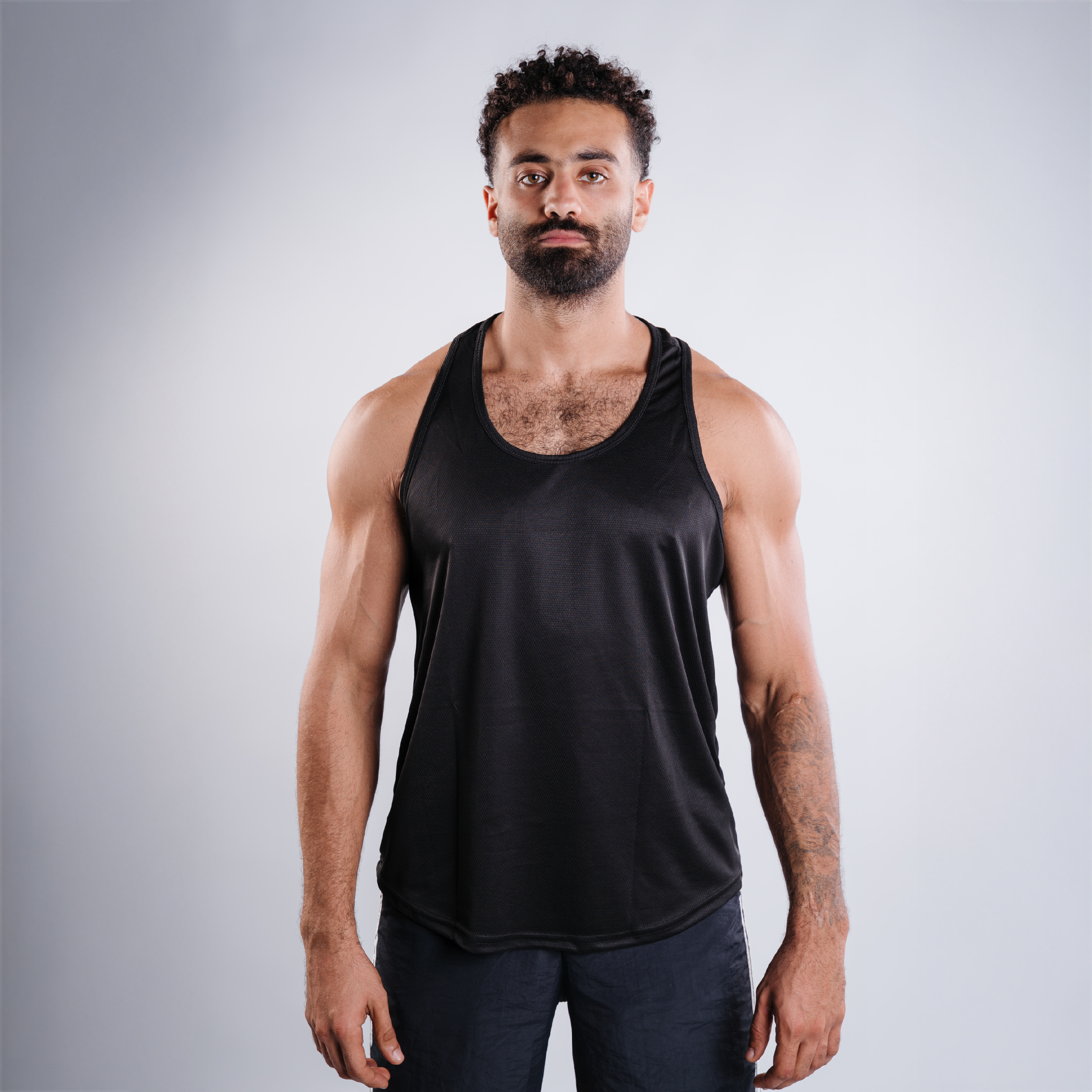 Thin Cut Tank Top – Black