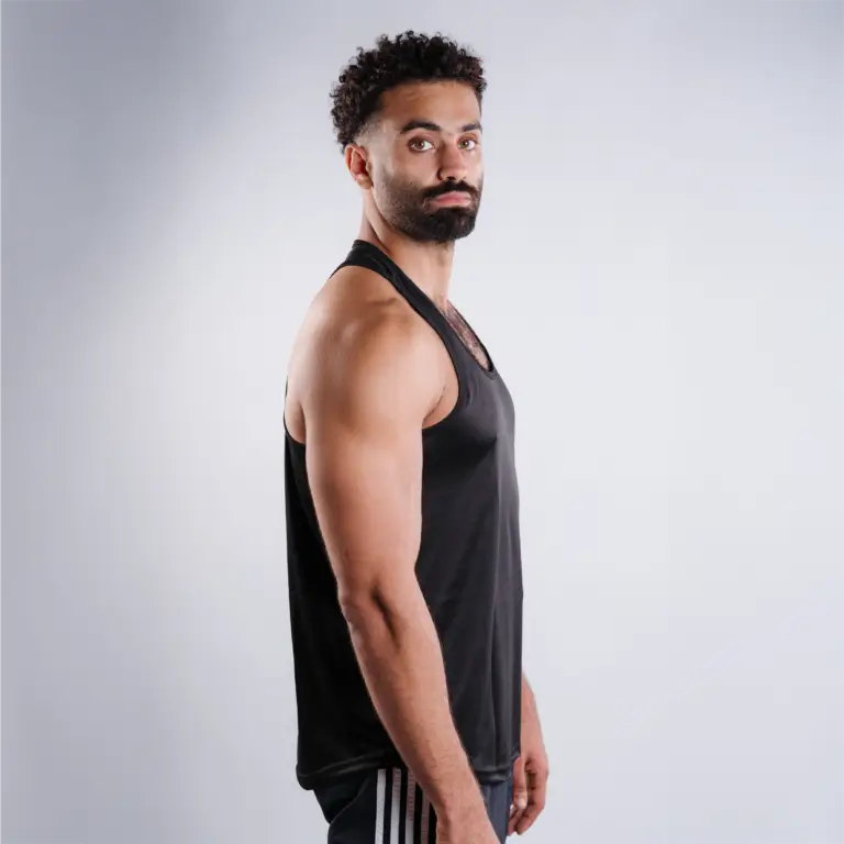 Thin Cut Tank Top – Black